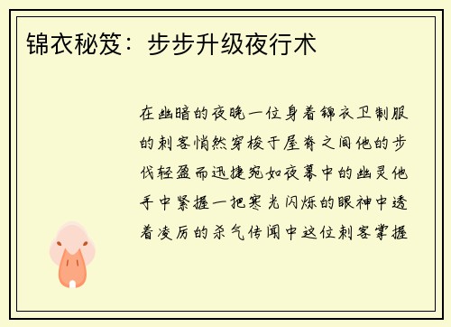 锦衣秘笈：步步升级夜行术